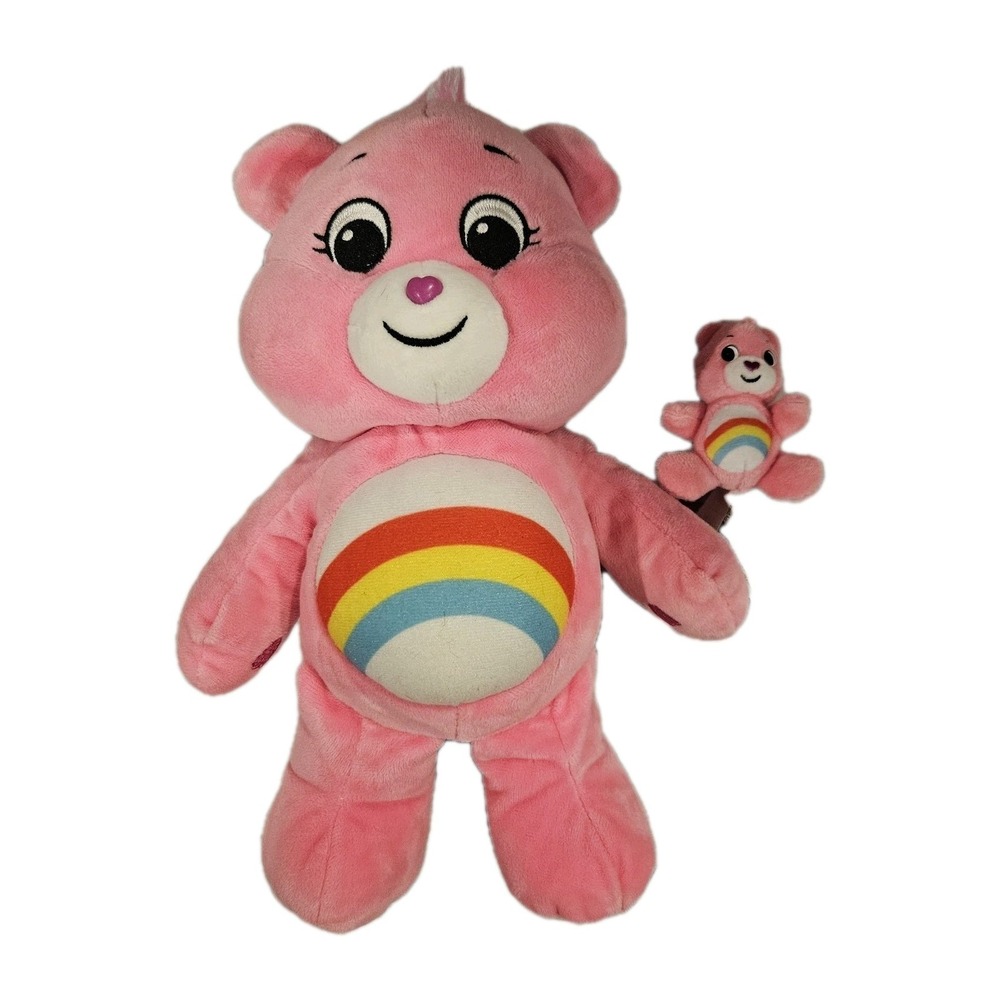 Care Bears Pink Cheer Bear 12" Plush w Mini Bundle Rainbow Belly‎
